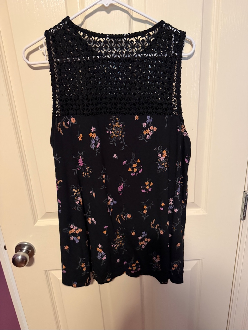Penningtons Black Floral Crochet Yoke Camisole